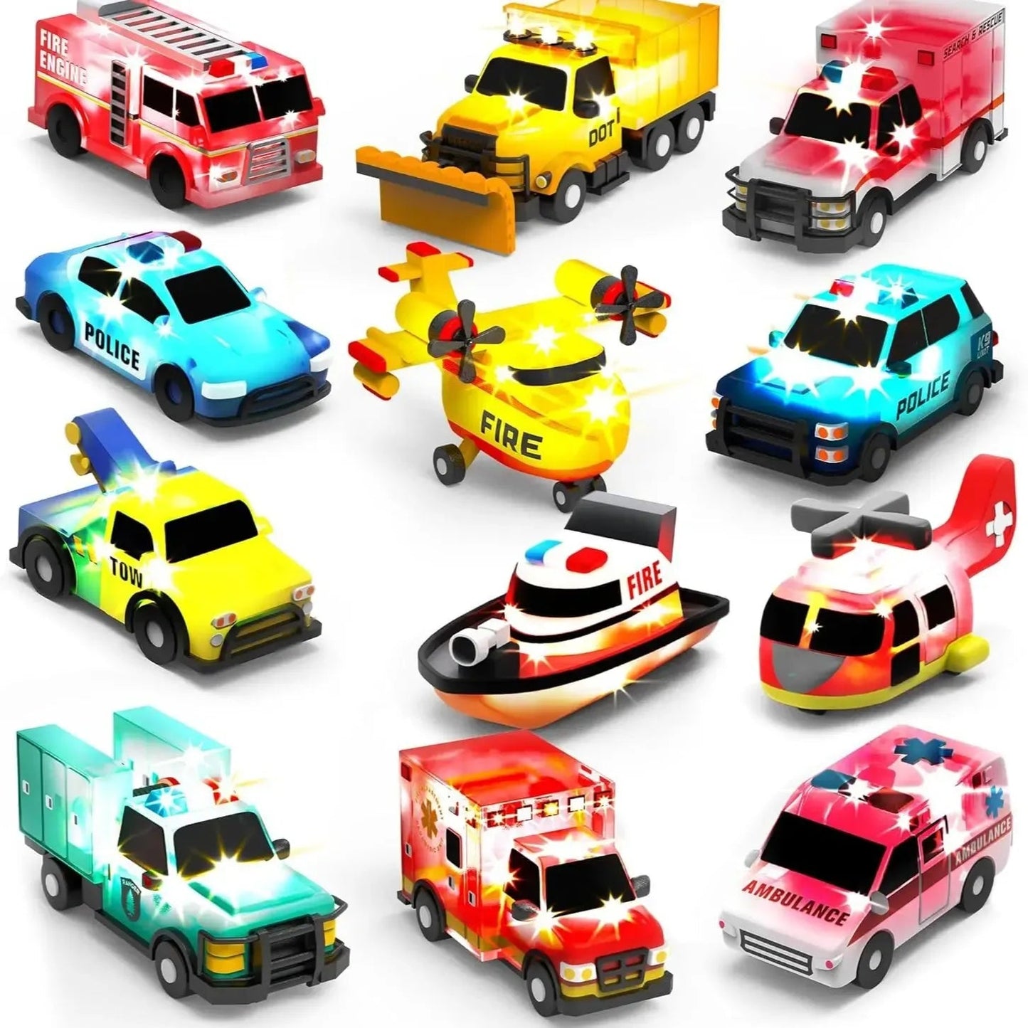 Water Play Vehicle Toy Set – Color Glow Floating Vehicle Collection for Bath & Sensory Activities (6 Pack)