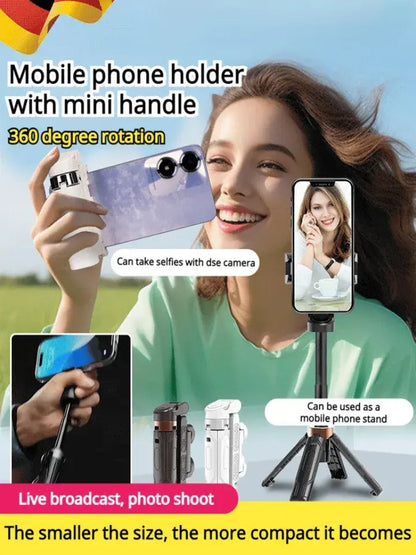 2026NEW🎉Mini Selfie Stick Foldable 3 in 1 Extendable Grip Phone Shooting Tripod Stand with BT Remote Control