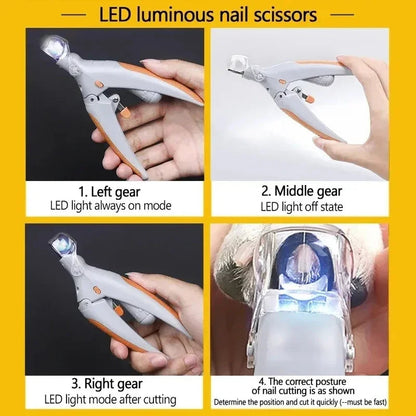 Dog & Cat Nail Clippers with LED Light and Magnifying Glass | Prevent Painful Over-Cutting with Built-In Quick Detection