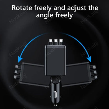 Ultimate Power Station for Phone, Pad & Laptop,Car Charger: Starry LED,1-Click Galaxy Projector,Tangle-Free Retractable Cables & Super Fast Charge,PD20W,USB-A 65W,All 120W Max,Power Hub,
