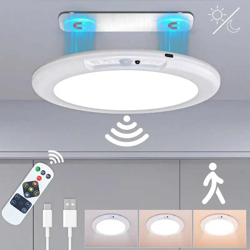 Rechargeable Motion Sensor Ceiling Light with Remote