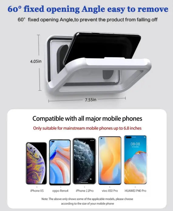 Waterproof Phone Holder for Shower & Bathroom - Upgraded 360° Smooth Rotating, Anti-Fog Protective Case, Full HD Sensitive Touchscreen, Strong Adhesive Tool-Free Wall Mount, Fits''4-7'' iPhones/Samsueng Adjustable Smartphon