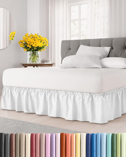 Ruffled Elastic Wrap Around Bedskirt 12 Inch Drop