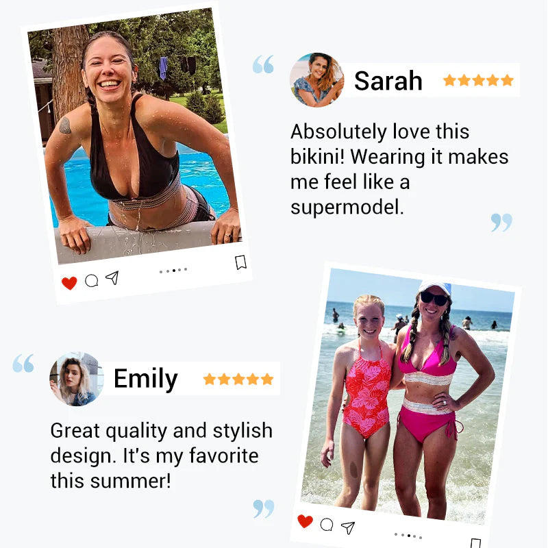 🔥Summer Sale🔥High Waisted Tummy Control Color Block Bikini Sets