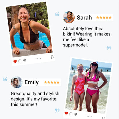 🔥Summer Sale🔥High Waisted Tummy Control Color Block Bikini Sets