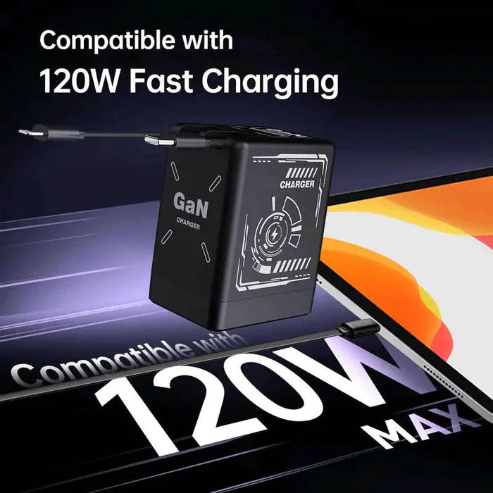 GaNPro 120W Retractable Fast Charger Cube