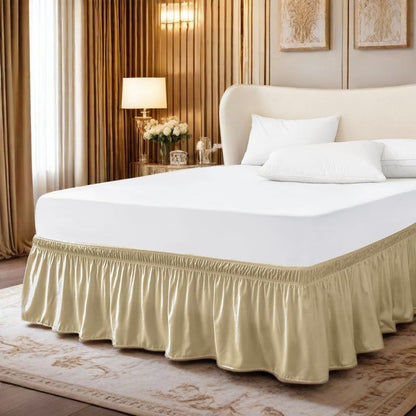 Ruffled Elastic Wrap Around Bedskirt 12 Inch Drop