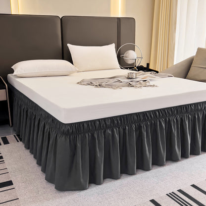Ruffled Elastic Wrap Around Bedskirt 12 Inch Drop