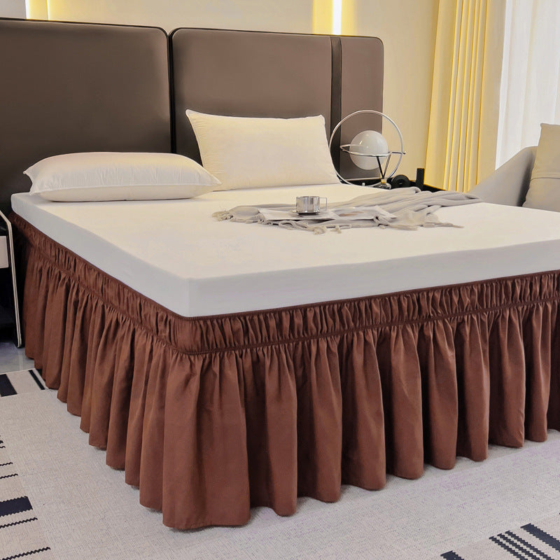 Ruffled Elastic Wrap Around Bedskirt 12 Inch Drop