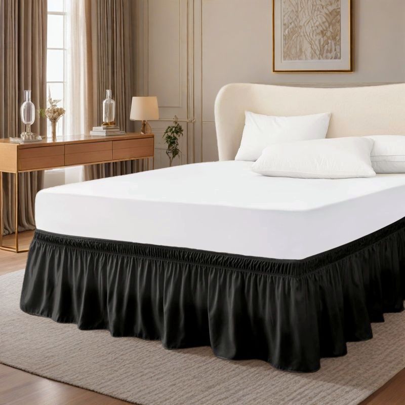 Ruffled Elastic Wrap Around Bedskirt 12 Inch Drop