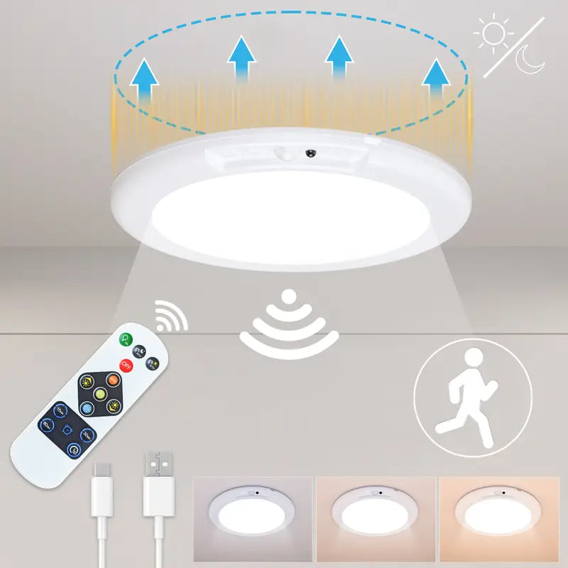 Rechargeable Motion Sensor Ceiling Light with Remote
