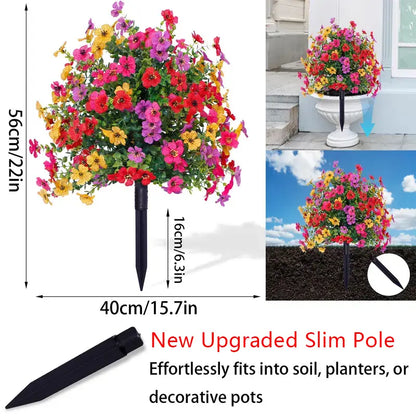 Artificial Flowers for Outdoor Indoor Garden Home Decoration, Plastic Faux Flowers, Faux Flower Daisy with Eucalyptus Leaves Fake Plants Greenery Boxwood Porch Patio