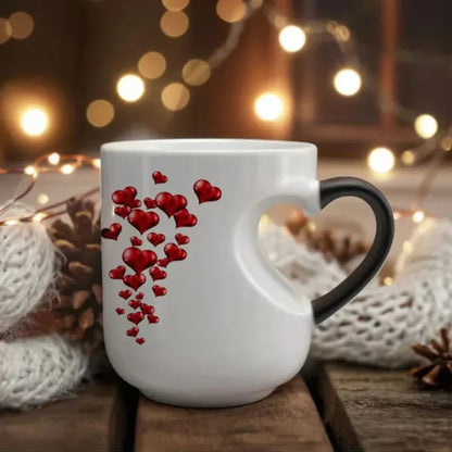 ✨Perfect Valentine's Day Gift for Her🔥Heat Sensitive Color Changing Magic Mug-Heart Shaped Handle Ceramic Coffee Cup