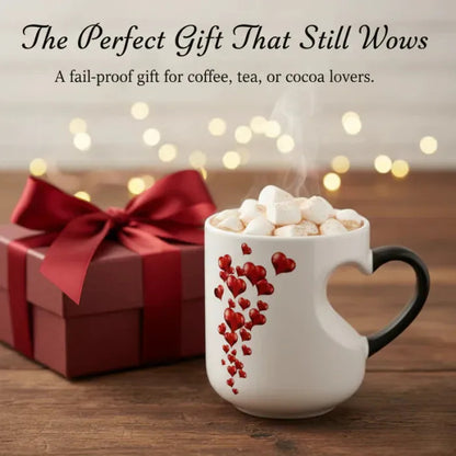 ✨Perfect Valentine's Day Gift for Her🔥Heat Sensitive Color Changing Magic Mug-Heart Shaped Handle Ceramic Coffee Cup