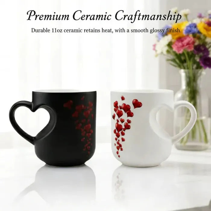 ✨Perfect Valentine's Day Gift for Her🔥Heat Sensitive Color Changing Magic Mug-Heart Shaped Handle Ceramic Coffee Cup