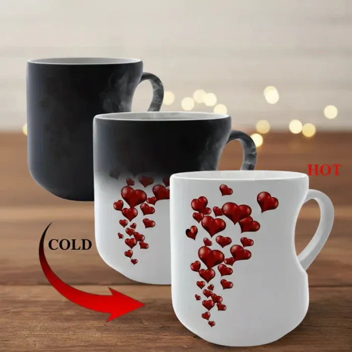 ✨Perfect Valentine's Day Gift for Her🔥Heat Sensitive Color Changing Magic Mug-Heart Shaped Handle Ceramic Coffee Cup
