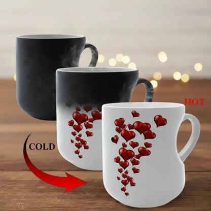 ✨Perfect Valentine's Day Gift for Her🔥Heat Sensitive Color Changing Magic Mug-Heart Shaped Handle Ceramic Coffee Cup